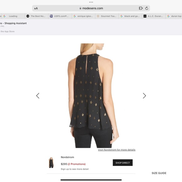 A.L.C. Duran Top in Black/Gold - Size 4 - Picture 5 of 12